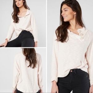 Free People Ivory Don't Forget Me Top Button Sweatshirt